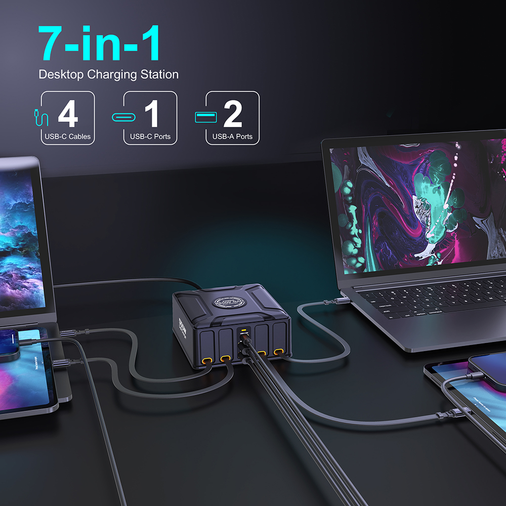 محطة شحن 7 في 1 بقوة 550 واط م - مراجعة Cable Lock Laptop وسعره