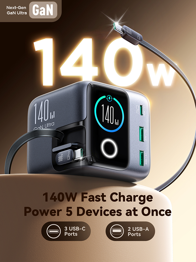 شاحن سطح المكتب Joyroom 140W G - مراجعة Cable Lock Laptop وسعره