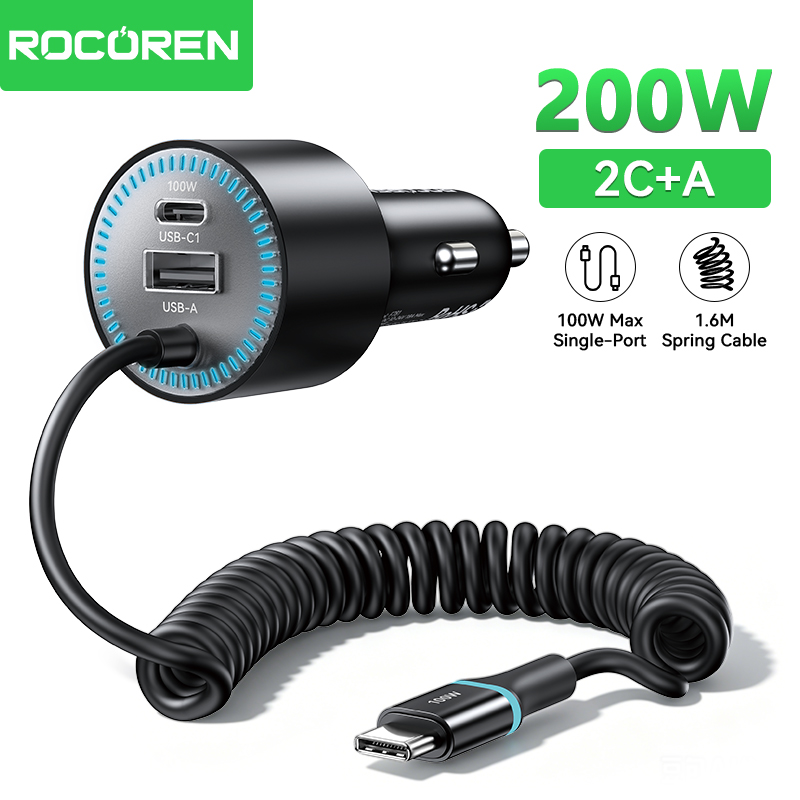 شاحن سيارة روكورين 200 واط شحن - مراجعة Cable Lock Laptop وسعره