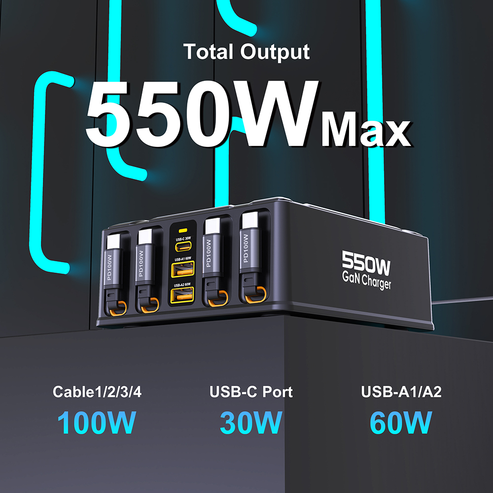 محطة شحن 7 في 1 بقوة 550 واط م - مراجعة Cable Lock Laptop وسعره